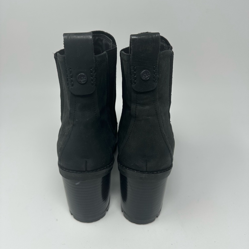 UGG Hazel Ankle Boots Stacked Block Heel Booties Waterproof Black Suede Sz 9 - Picture 5 of 16